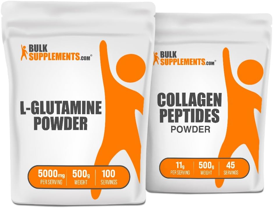 BulkSupplements L-Glutamine 500g + Collageen Peptides 500g Bundle