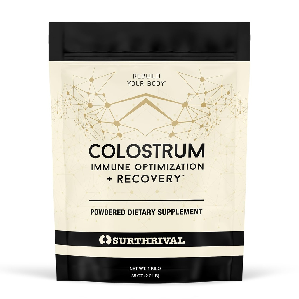 Surtrival: Colostrum Poeder (1 Kilo, 2.2lbs), Immune Optimalisatie & Herstel, Poederd Dieetsupplement, Gut Health, Immune Support, Keto Vriendelijk