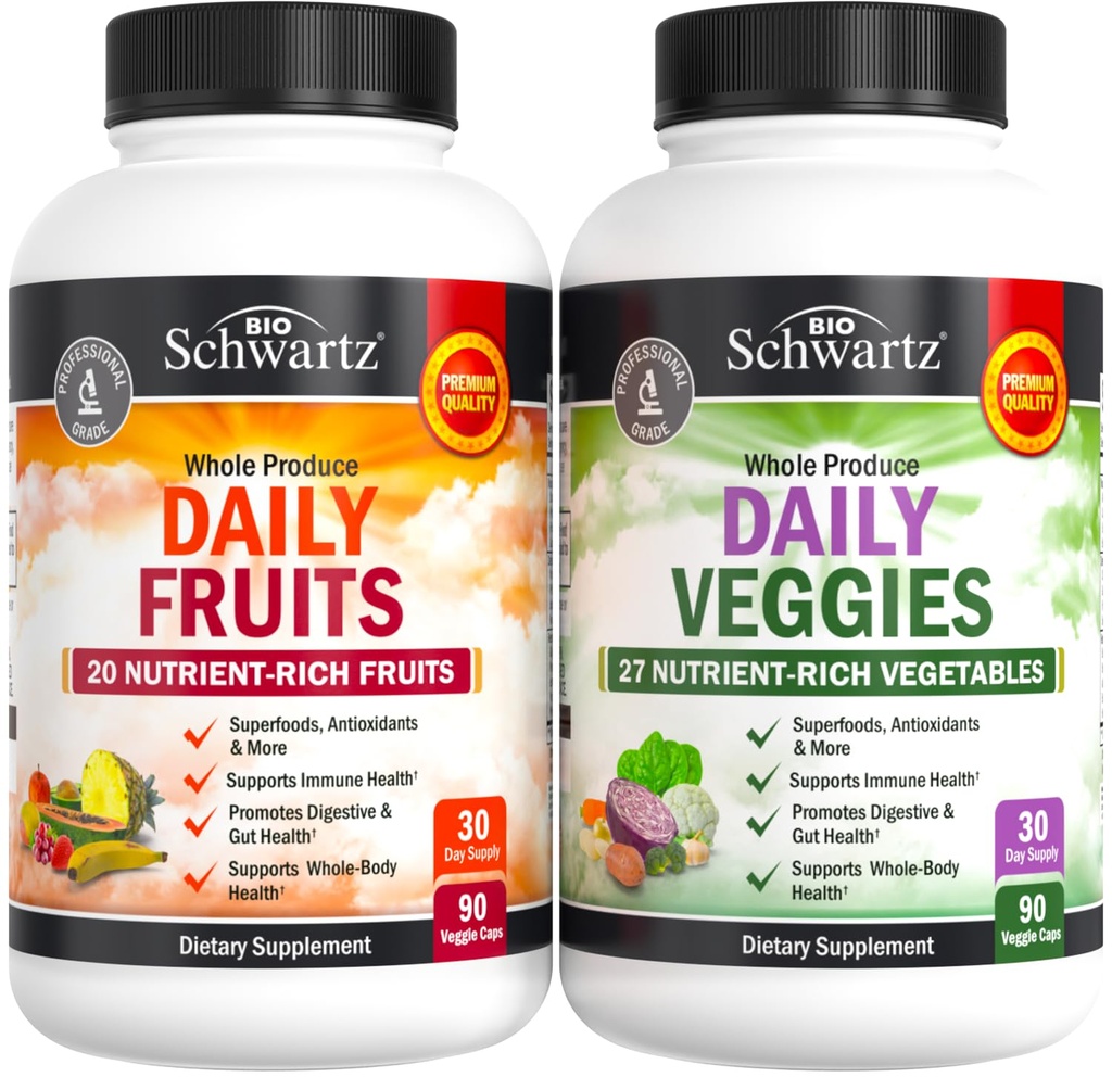 Dagelijkse Fruit en Groenten Supplement voor volwassenen - Super Fruit en Veggie Capsules voor Enhanced Energy Gut Health Immune Support & Overall Wellness met 47 Whole Food Fruits en Veggies - 1 maand