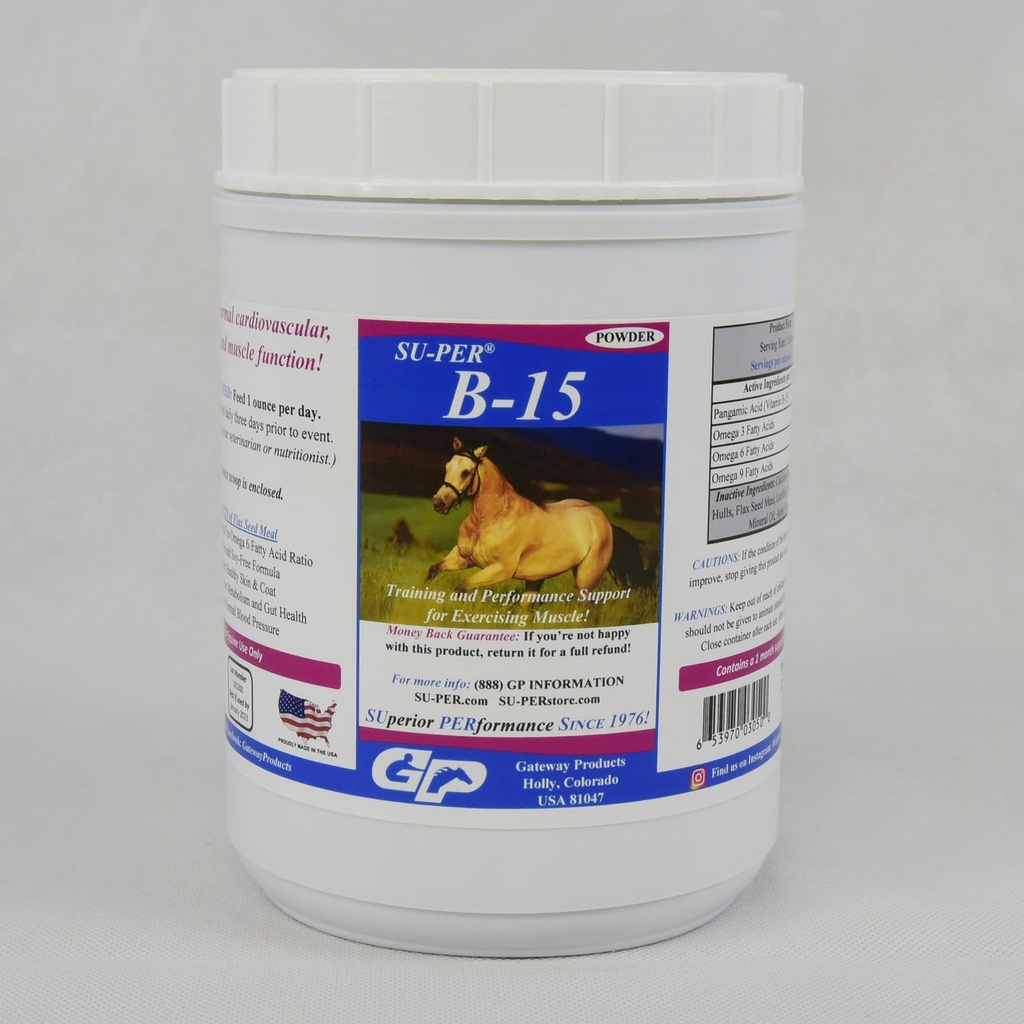 SU-PER B-15 vitaminesupplement voor paarden - Equine vitamine B-15 poeder voor prestatieondersteuning - 2,5 pond, (2 verpakkingen)
