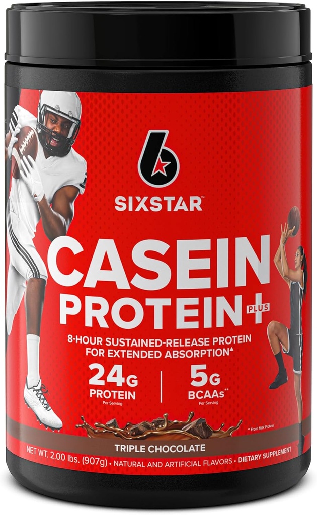 Zes sterren Caseïne Proteïne Poeder Elite Caseïne Proteïne Poeder Slow-Digesting Micellar Caseïne Proteïne Poeder voor Spier Gain Triple Chocolate Proteïne Poeder, 2 lbs (26 Servers) (Package May Vary)