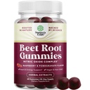 Gommies de racines de betteraves florissantes - Gommies de betteraves vivifiantes pour adultes Oxyde nitrique Soutien à l'énergie et à la santé cardiaque avec grenade à pépins et vitamine B12 - Vegan non OGM et sans gluten (1 mois)