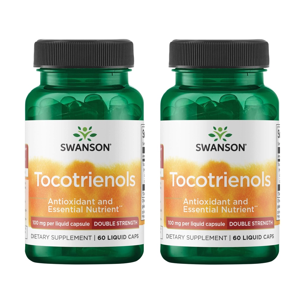 Swanson Double Strength Tocotrienolen - Antioxidant - (60 Liquid Capsules, 100mg Each) 2 Pack