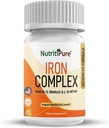 IJzercomplex, Complete Blood Building Iron Vegetarian Capsules with Non-contipating Carbonyl Iron, Quatrefolic, B12, B6 & Vitamin C, for Women & Men (60 caps)