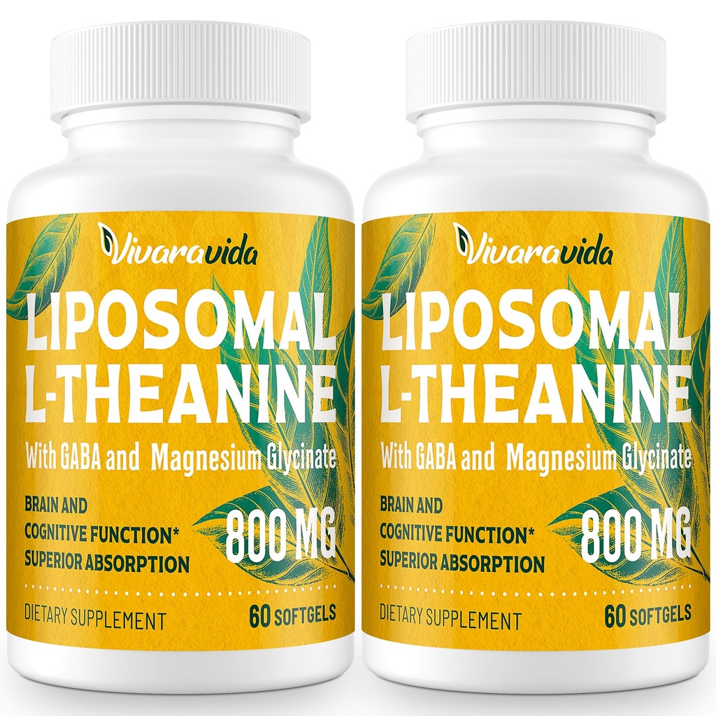 L-Theanine 800mg Supplement met GABA en Magnesium Glycinate - Natuurlijke samenstelling, slaap en ontspanning (120 Softgels)