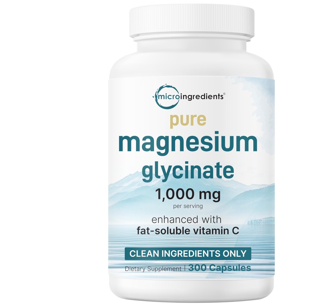 Pure Magnesium Glycinate 1.000mg, 300 Capsules 100% chelated for Max Absorbitation 