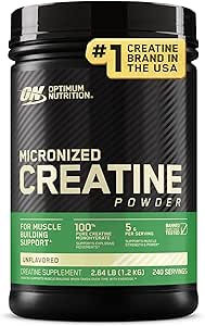 Optimale voeding Micronized Creatine Monohydraat Poeder, Unflavored, 240 Servings, 1200 Gram (Verpakking mei Vary)