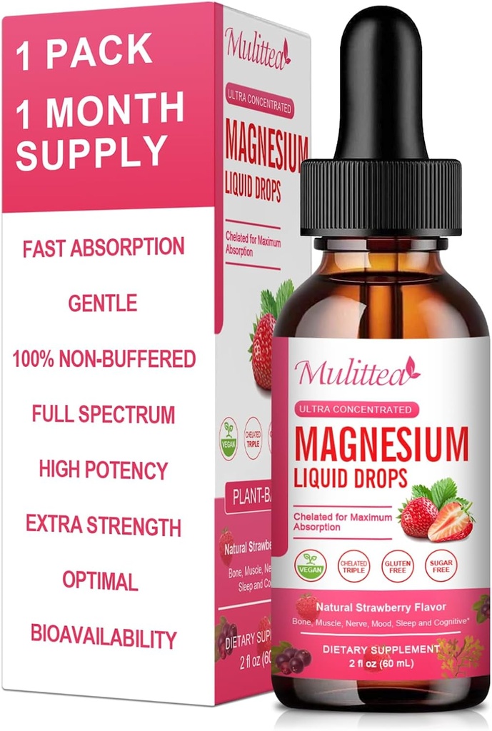 Magnesium Glycinate Liquid, High Potency Magnesium Glycinate, Citrate, Sugar Free Vegan Non-GMO Complex Supplement Promoot Nerv,Relaxation,Muscle,Sleep Support*