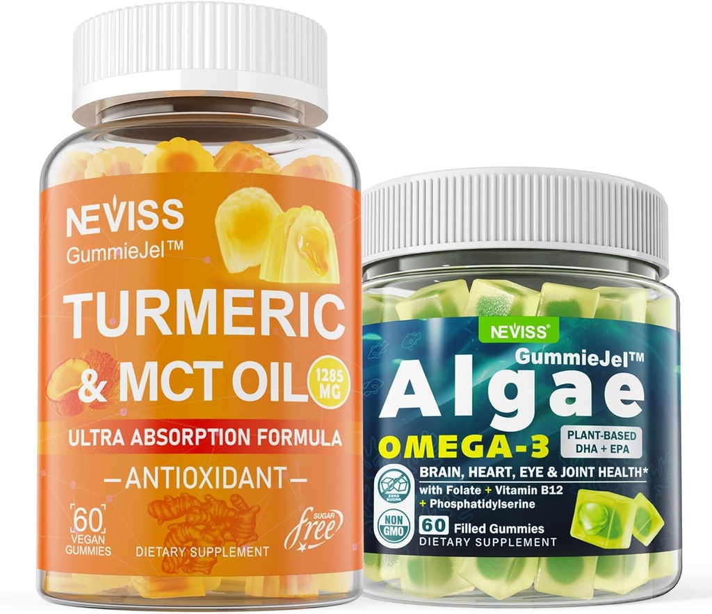 Suikervrij Kurkuma Curcumin 1000mg supplement Gummies met Vegan Omega 3 gevuld Gummies 1000mg
