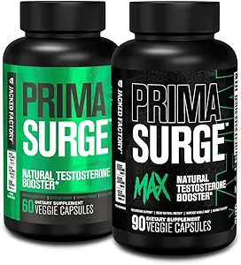 Booster de testostérone Jacked Factory pour hommes PRIMASURGE - w/Tongkat Ali, PrimaVie, Ashwagandha (60 capsules) et Primasurge Max Mens Booster de testostérone (90 capsules)