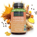 Viva Naturals Biologische Kurkuma en Gember Supplementen met Black Pepper Extract voor gezamenlijke ondersteuning -1450 mg per portie Tumerische Gember Pillen met 150 mg Kurkuma gestandaardiseerd tot 95% Curcumaïden