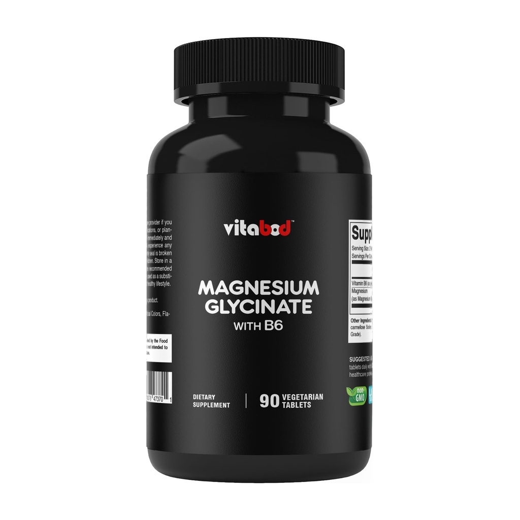 Magnesium Glycinate 1000 mg per portie Levert 300 mg elementair magnesium - 90 Vegetarische tabletten - gecheleerde vorm - Ondersteunt spier-, gewrichts- en hartgezondheid*