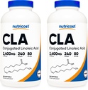 Nutricost CLA (acide linoléique conjugué) 2 400 mg, 240 softgels - sans gluten, sans OGM, 800 mg par softgel (2 bouteilles)