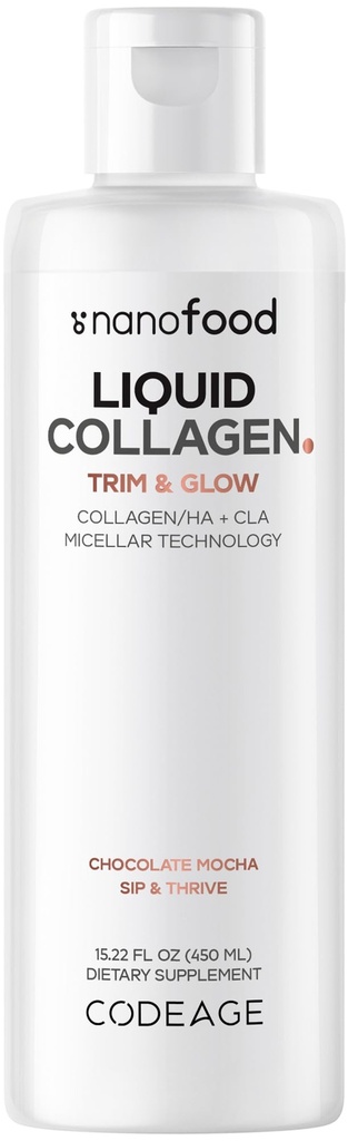 Codeage Liquid Collageen Supplement Chocolate Flavor, Beauty Trim & Glow Liposomale Collageen Peptiden, CLA Conjugated Linolzuur, Hyaluronzuur, Vitamine E, Gehydrolyseerd, Non-GMO, 15,22 fl oz