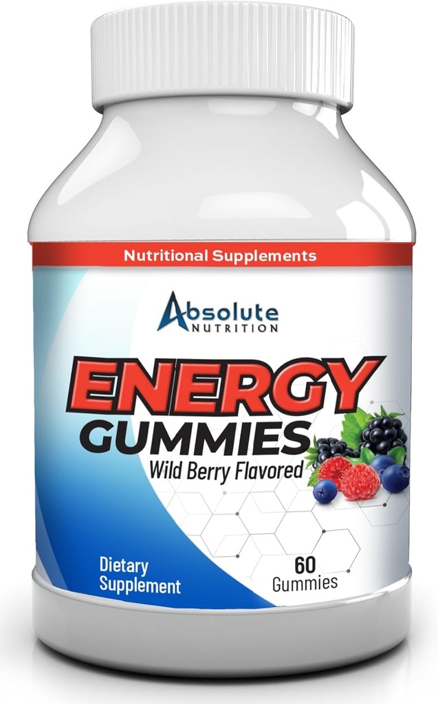 Absolute Voeding Wildberry Flavored Energy Gummies - Cafeïne Gummies voor volwassenen, B12 Gummies, Pre Workout Energie Kauwen voor vrouwen & Mannen, Energie Vitaminen, Metabolisme Ondersteuning voor vermoeidheid Focus