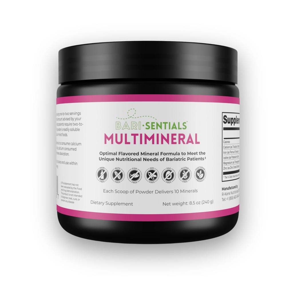 R-Kane Nutritionals Barisentielles Supplément multiminéral bariatrique- Soutien chirurgical post-Bariatrique- Poudre minérale facile à dissoudre- Lémonade de fraise- Boire aromatisée- 240g