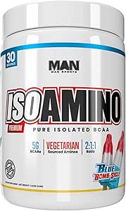 Man Sports ISO-Amino BCAA Amino Acid Powder, Blue Bomb-Sicle, 30 Servings, 210 Gram
