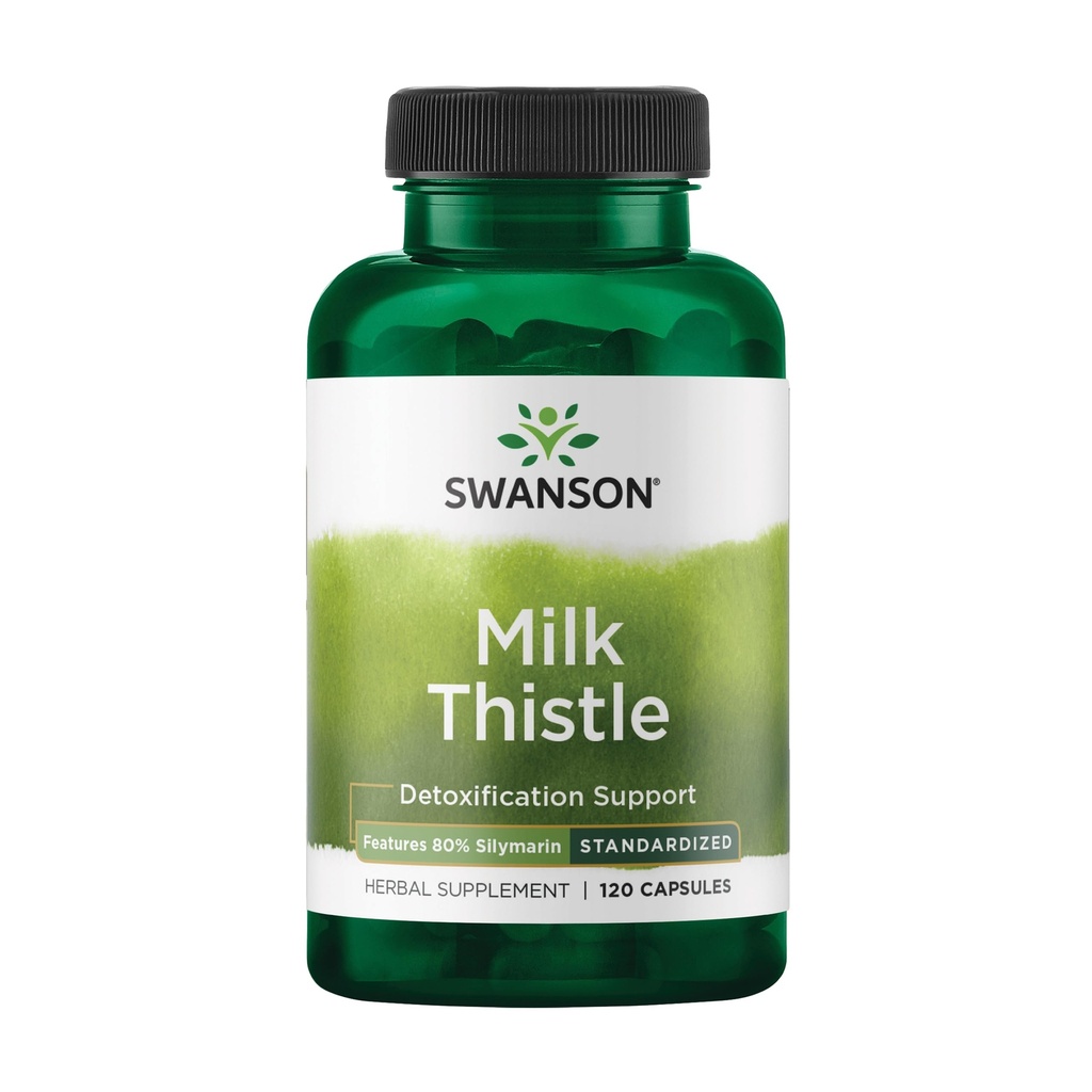 Swanson Milk Thistle (genormaliseerd) - Herbal Lever Ondersteuning Supplement w/ 80% Silymarin - Natuurlijke formule helpen om de algehele gezondheid en welzijn te behouden - (120 capsules)