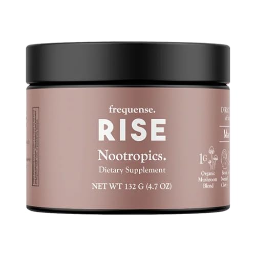 FREQUENSE - Rise Nootropic Tub - Mango limonade smaak - Ondersteunt Brain Performance & Clarity - met champignons, B vitamines & Green Coffee - 132g