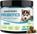 Eagou Diary Probiotica voor honden - Hondenprobiotica voor de spijsvertering gezondheid, Gut Health Supplementen met prebiotica, geitenmelk, Omega 3, Vitaminen, Kauwen voor de hond diarree, Maag, Gas Relief - 120 Ct