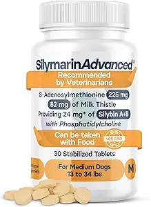 Liver Health Supplement for Medium Dogs - Melkdistel voor honden Lever Ondersteuning met S-Adenosylmethionine (Same) & Silybin - 30 tabletten