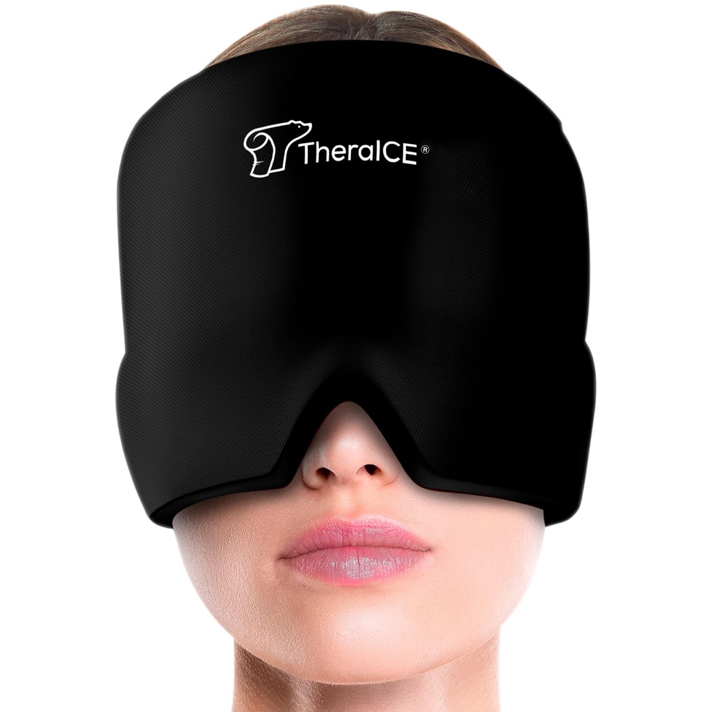 TheraICE migraine Relief Cap, Apaisant Headache Hat Ice Pack Masque, Visage Cold Compress Gel Cooling Head Wrap Produits pour la tension, le stress et la gueule de bois
