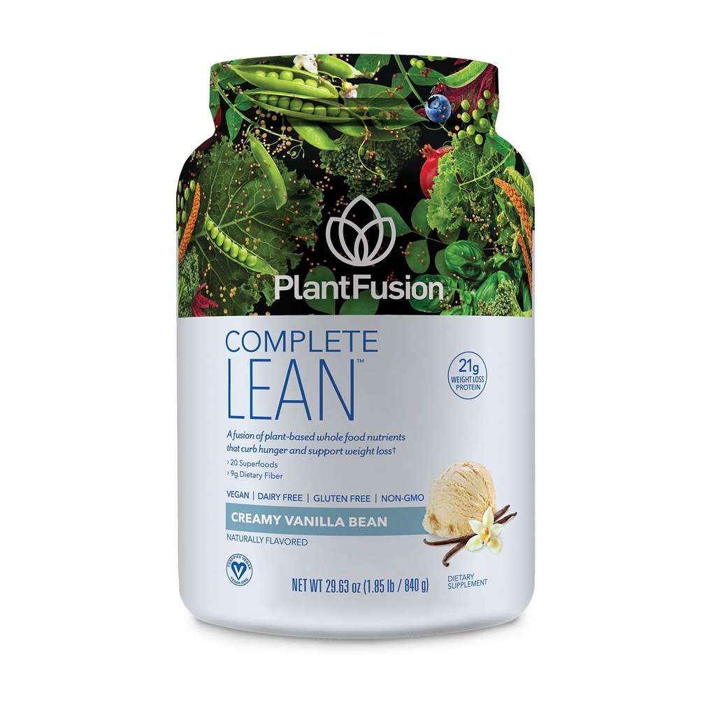 PlantFusion Complete Lean Plant Based Protein Powder - Prebiotic Fiber, Superfoods & Digestive Enzymes - Vegan, Gluten Free, Soy Free, Non-GMO - Vanille 1,85 lb