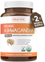 USDA Organic Ashwagandha Supplement - High Potency Ashwagandha Pills Made with Organic Black Pepper for Enhanced Absorptie - Vegan Non-GMO Made in the USA & Lab Verified (2 months Supply)