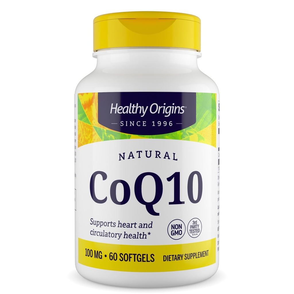 Gezonde oorsprongen® CoQ10 100 mg Natuurlijke Trans-Isomer Ubicurrês Gist Gefermenteerd, Ondersteunt Hart Gezondheid &amp; Cellulaire Energie