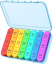 Daviky Pill Organizer Travel, Weekly Pill Organizer 3 keer per dag, Pill Box 7 Dag, Pill Cases Organizers 7 Dag, Daily Pill Box Organizer, Medicine Organizer te houden Vitaminen en Medicatie (Blauw)