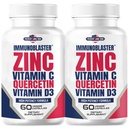 (2 Pack) ImmunoBlaster Zink quercetine 500 mg met vitamine D en C Antioxidant Immuun Support High Potency quercetine Zink Supplement voor mannen en vrouwen - Gluten, Soja, & Dairy Free - 120 Tel (Twin Pack)