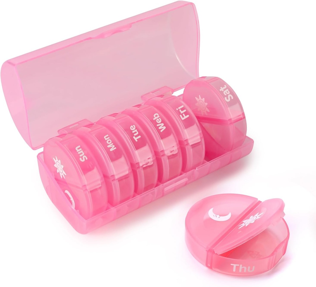 Weekly pil Organizer 2 keer per dag, Travel Pill Box 7 Dag, AM Twee keer per dag pil geval, Portable Daily Vitamine Organizers voor Medicatie, Vitaminen, Visolie, Supplementen