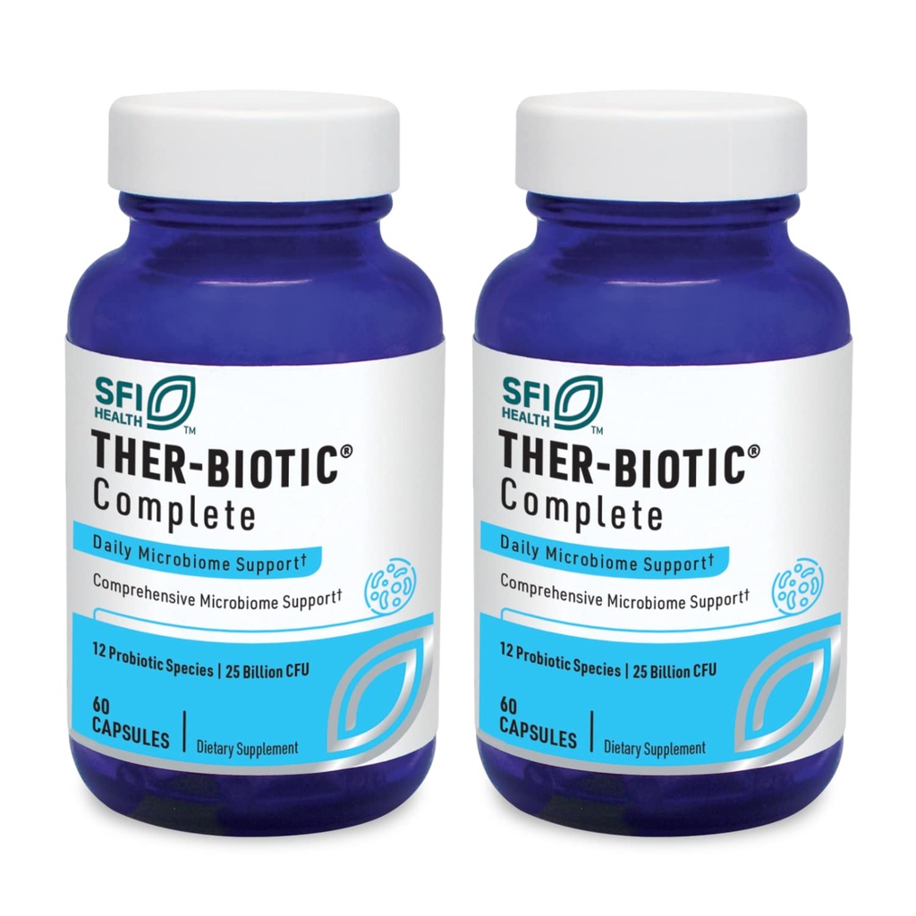 Klaire Labs SFI Health Ther-Biotic Complete - Hypoallergeen Probiotica voor vrouwen en mannen - Acid-Stable Probiotic Supplement - 12 Soorten voor Immune & Digestieve Gezondheid - 25 miljard CFU (2 Pack)