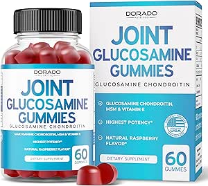 Glucosamine Chondroitin Gummies Joint Supplement - Glucosamine Gummies voor volwassenen Voedingssupplementen - Joint Supplements for Men & Women - Delicious Raspberry Flavor - (60 Tel.)