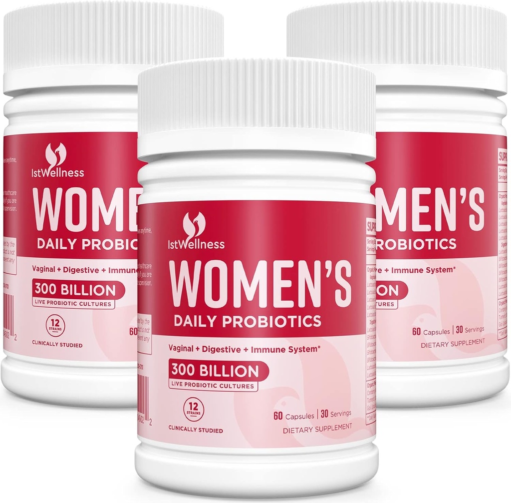 Probiotica voor vrouwen - 300 miljard CFU Probiotica, 12 strains Probiotica met Cranberry, geselecteerde vrouwen Probiotica voor vaginale, urineweg, pH-balans, diarree, spijsvertering Gut & Immune Health - 180 Capsule
