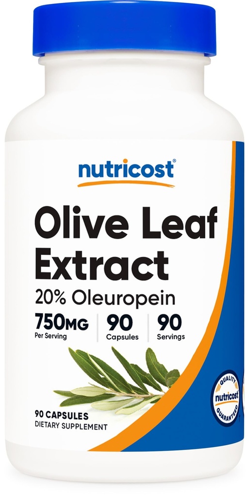 Nutricost Olive Leaf Extract (20% Oleuropein) 750 MG, 90 Capsules - Non-GMO, Glutenvrij