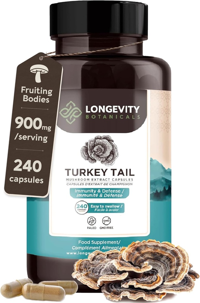 Biologische Turkije staart paddo Capsules Supplement (240) 