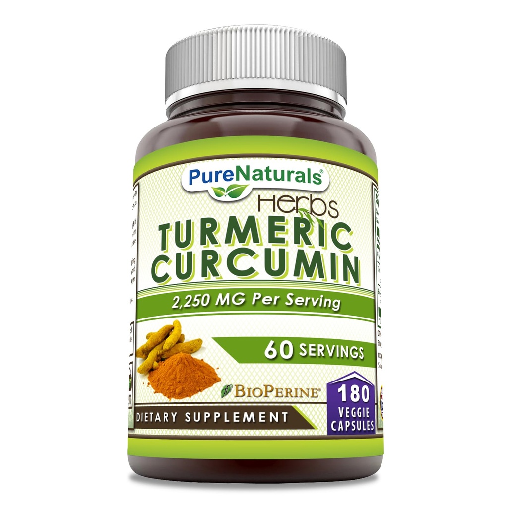 Pure Naturals Kurkuma Curcumin met Bioperine 2250 mg Per Serving Supplement 