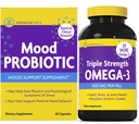 InnovixLabs Mood Probiotic & Triple Omega Bundle Mood Probiotic (60 capsules) Triple Strength Omega-3 Fish Oil (200 Softgel). Ondersteunt hersenen, gewrichten en immuungezondheid