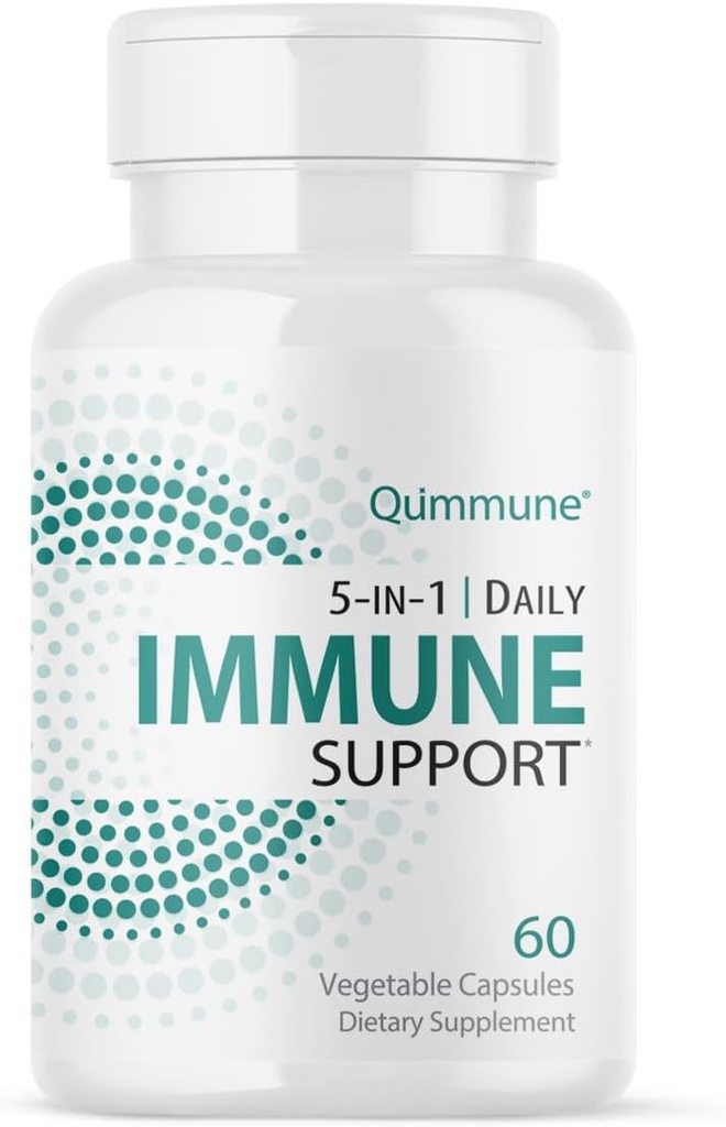 5-in-1 Immuun Geavanceerde ondersteuning met Quercetine Phytosoom, Zink, Vitamine C, D3, K2 - Immuniteit en Allergie Supplement met geactiveerde Quercetine - 60 Veg Caps