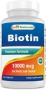 Best Naturals Biotin (ook wel vitamine B7 genoemd), 10.000 mcg 365 tabletten (365 Tellen (verpakking 1))