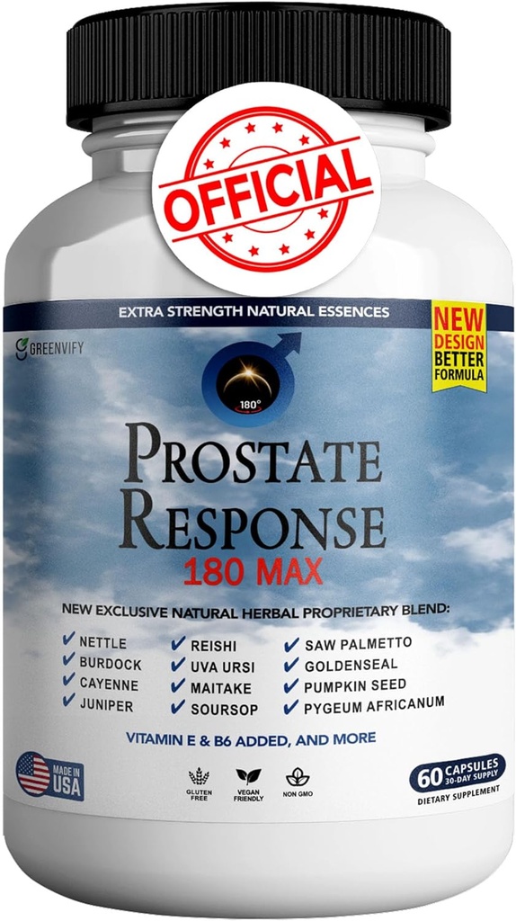 Prostate Response 180 Max Prostate Formula Supplements for Men Capsules, Health Supplements - Maximum Strength, All Natural to Support Normal & Healthy Function (1)