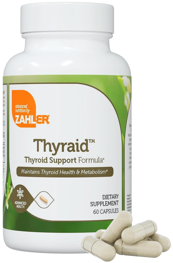 Zahler Thyraid - Thyroid Support Complex met jood, zink, L-tyrosine, Ashwagandha, Forskholii - Pure Thyroid Support voor vrouwen en mannen - Kosher Glutenvrij Non-GMO Thyroid Supplement (60 capsules)