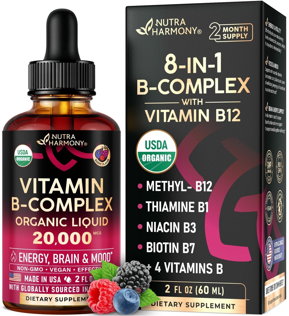 USDA Vitamine B-Complex B5 Acide pantothénique B12 méthylcobalamine B1 Thiamine B6 Pyridoxine B7 Biotine B9 Folic.