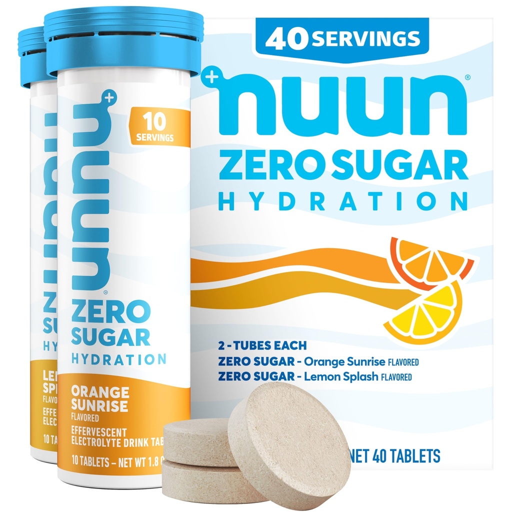 Nuun Zero Sugar Hydration Electrolyte Tablets - Natrium, Kalium, Chloride, Calcium, Magnesium, Lichte en Heerlijke Fruitsmaken, Geen Suiker, Glutenvrij, Veganistisch, Gemengde Citrus 4 Pack (40 porties Totaal)