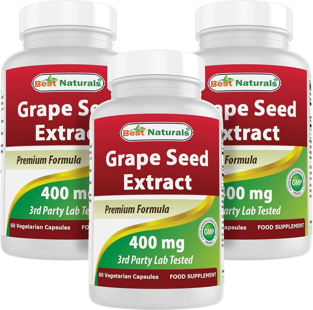 Meilleur extrait de graines de raisin naturel 400 mg 120 vcaps (120 Nombre (paquet de 3))