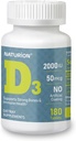 Vitamine D3 2000iu (50 mcg) 6-months Supply for Immune Support, Healthy Muscle Function, and Bone Health - Non-GMO, Glutenvrij, with Vitamin B2 - (Mini Tablets), 180 Tel.