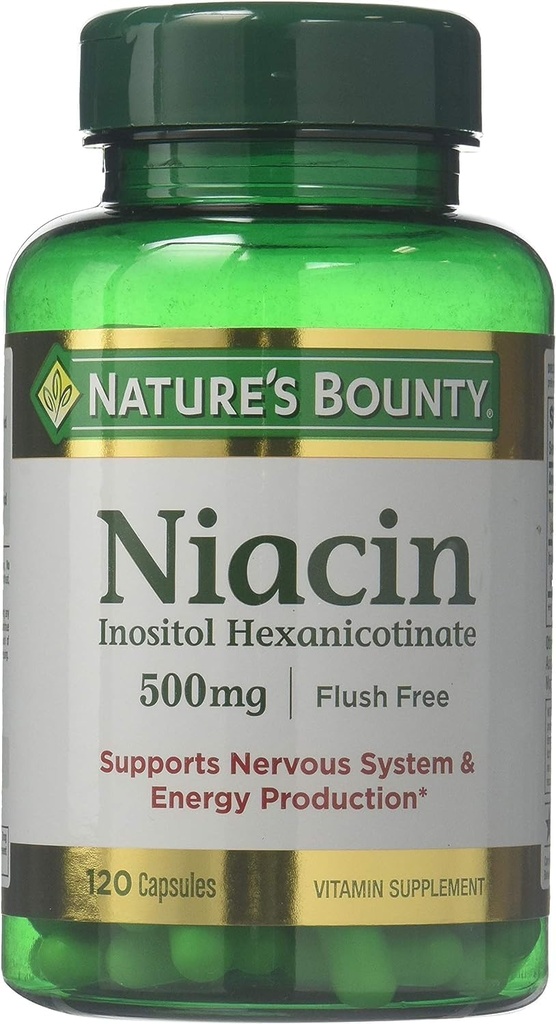Nature's Bounty Flush Free Niacin 500 Mg, 240 Capsules (2 x 120 Telflessen)