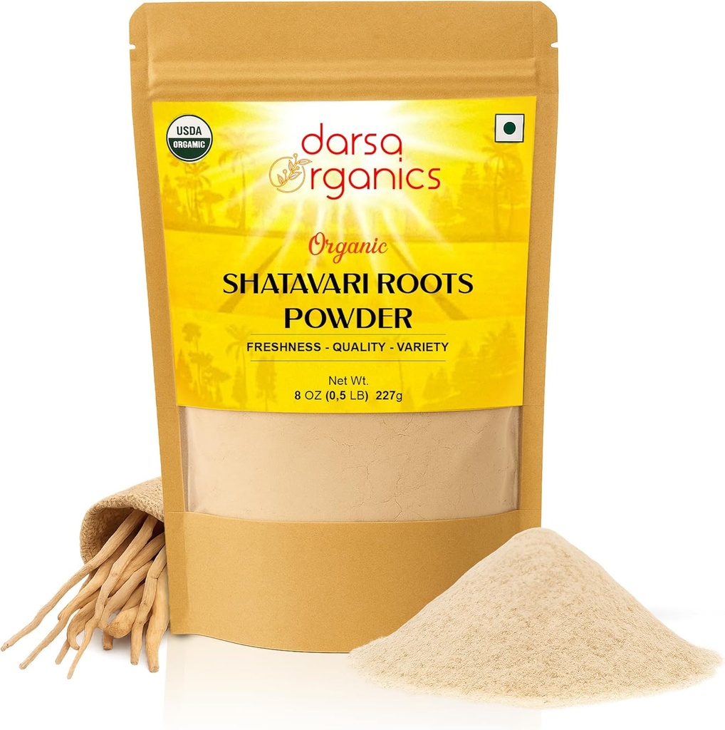 Shatavari Powder 8 oz, USDA Organic Certified Abes Racemosus, Ayurvedic Herb for Womens Health, Hormonal Balance & Vitality, Great for Tea & Smoothies, Non-GMO, Vegan, Kosher