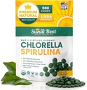 Les meilleurs comprimés de Chlorella Spiruline au soleil - Bio USDA, Premium Spirulines et Capsules de Chlorella 500 Pills - Chlorellas Superfood naturel avec Spiruline Algae, Enzymes Chlorophylle et Protéine Vegan